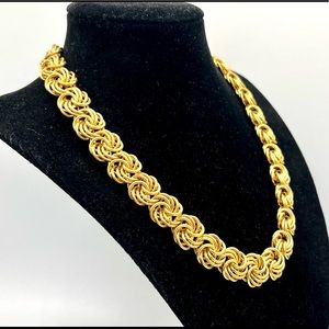 Chunky vintage gold chain necklace thick woven chain 18”